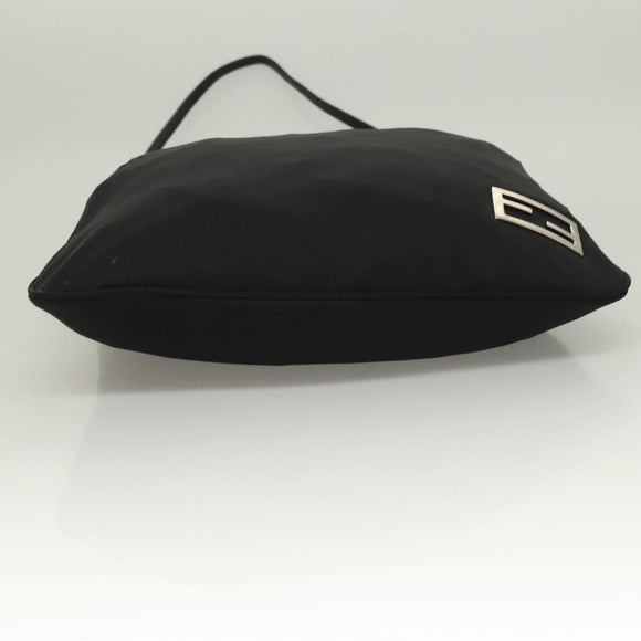 FENDI Shoulder Bag Nylon Black Silver Auth hk2783