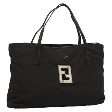 FENDI Zucca Canvas Hand Bag Black Silver Auth hk2785