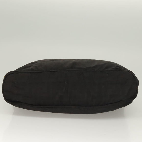 FENDI Zucca Canvas Hand Bag Black Silver Auth hk2785