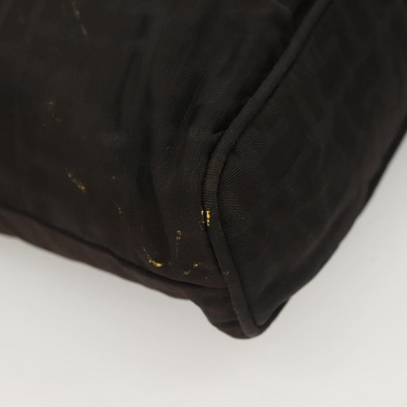 FENDI Zucca Canvas Hand Bag Black Silver Auth hk2785