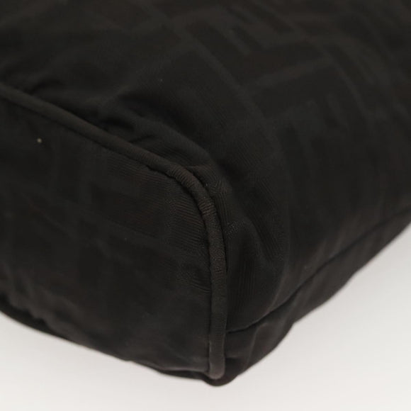 FENDI Zucca Canvas Hand Bag Black Silver Auth hk2785