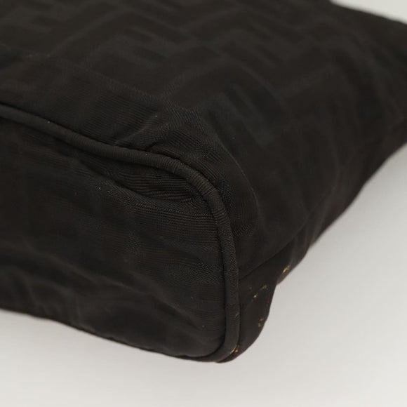 FENDI Zucca Canvas Hand Bag Black Silver Auth hk2785