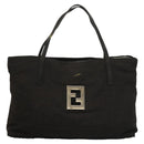 FENDI Zucca Canvas Hand Bag Black Silver Auth hk2785-13
