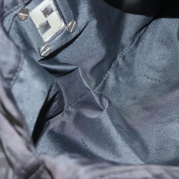 FENDI Zucca Canvas Hand Bag Black Silver Auth hk2785