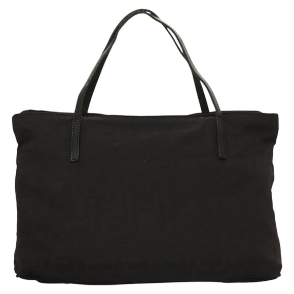 FENDI Zucca Canvas Hand Bag Black Silver Auth hk2785