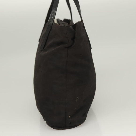 FENDI Zucca Canvas Hand Bag Black Silver Auth hk2785