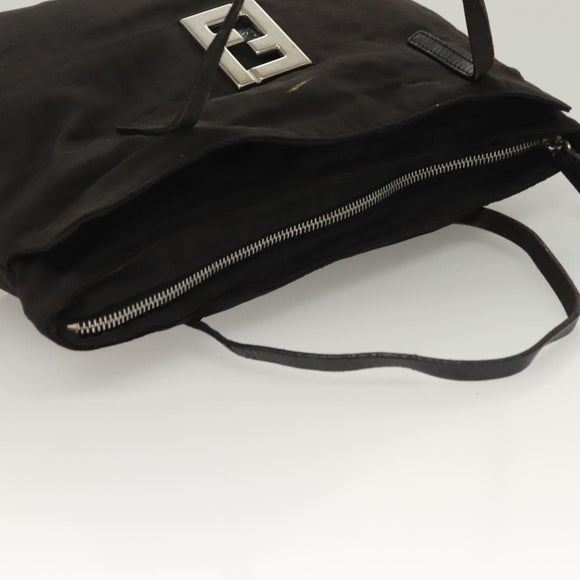 FENDI Zucca Canvas Hand Bag Black Silver Auth hk2785