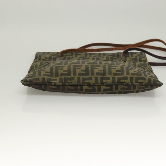 FENDI Zucca Canvas Shoulder Bag Brown Black Auth hk2786