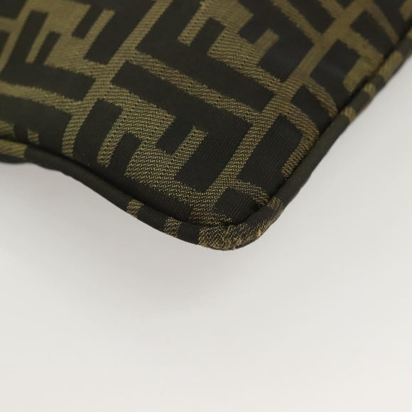 FENDI Zucca Canvas Shoulder Bag Brown Black Auth hk2786