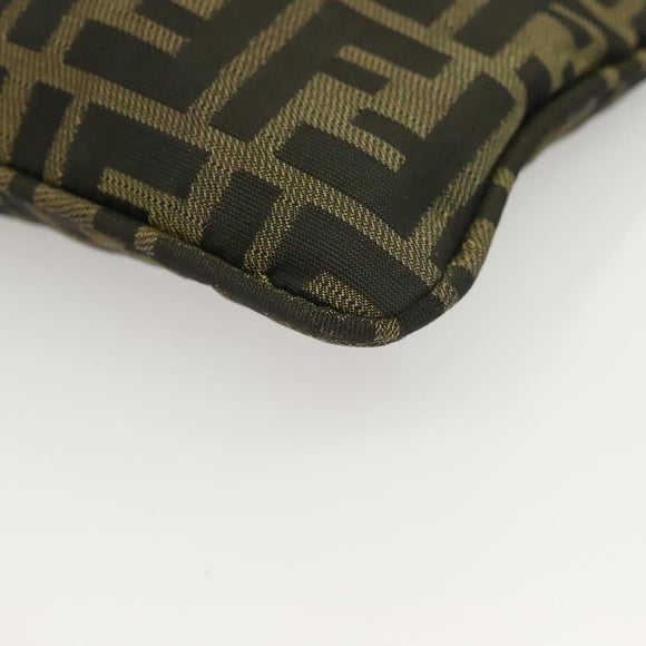 FENDI Zucca Canvas Shoulder Bag Brown Black Auth hk2786