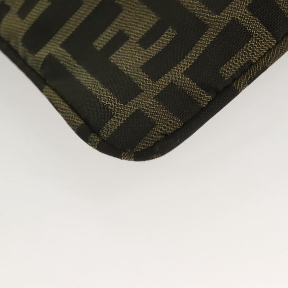 FENDI Zucca Canvas Shoulder Bag Brown Black Auth hk2786