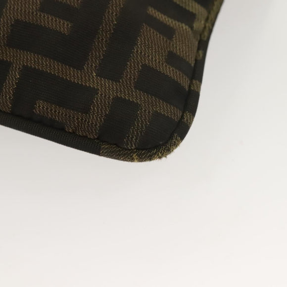 FENDI Zucca Canvas Shoulder Bag Brown Black Auth hk2786