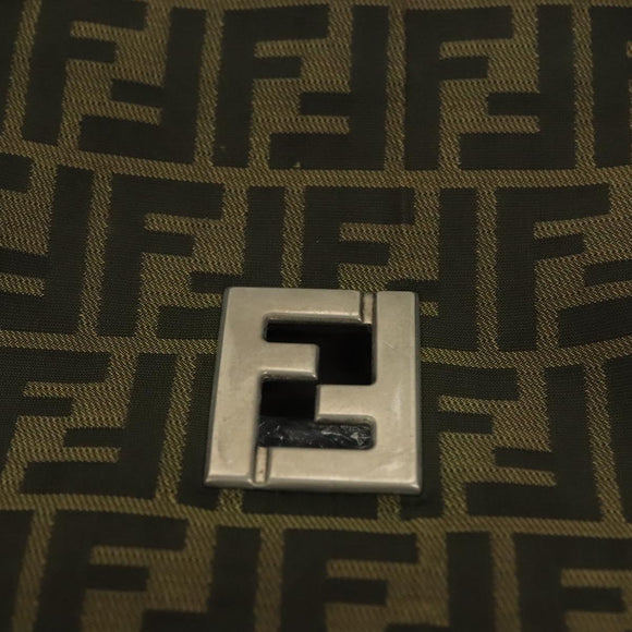 FENDI Zucca Canvas Shoulder Bag Brown Black Auth hk2786