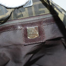 FENDI Zucca Canvas Shoulder Bag Brown Black Auth hk2786-19