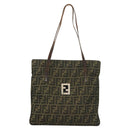 FENDI Zucca Canvas Shoulder Bag Brown Black Auth hk2786-13