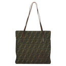 FENDI Zucca Canvas Shoulder Bag Brown Black Auth hk2786-2