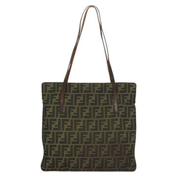 FENDI Zucca Canvas Shoulder Bag Brown Black Auth hk2786 - 0