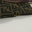 FENDI Zucca Canvas Shoulder Bag Brown Black Auth hk2786-4