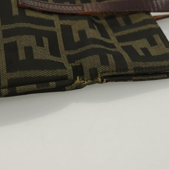 FENDI Zucca Canvas Shoulder Bag Brown Black Auth hk2786