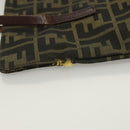 FENDI Zucca Canvas Shoulder Bag Brown Black Auth hk2786-6