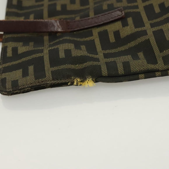 FENDI Zucca Canvas Shoulder Bag Brown Black Auth hk2786