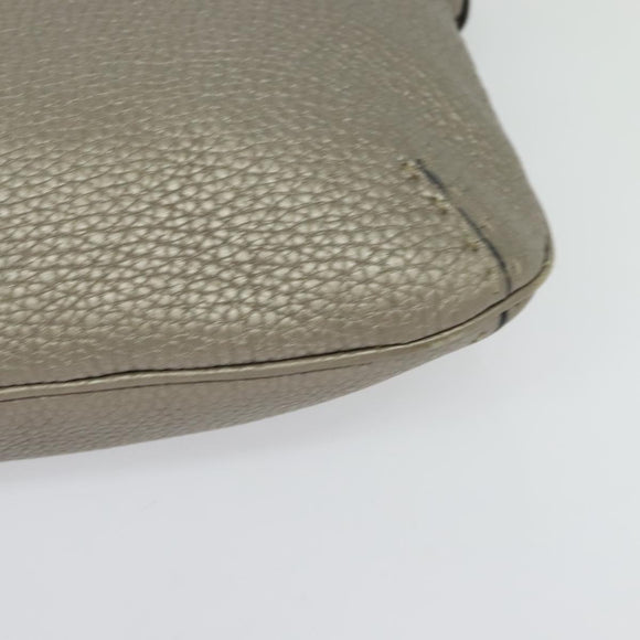 FENDI Celeria Shoulder Bag Leather Gray Silver Auth hk2788