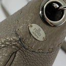 FENDI Celeria Shoulder Bag Leather Gray Silver Auth hk2788-14