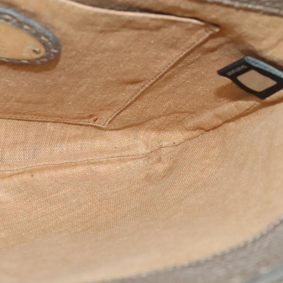 FENDI Celeria Shoulder Bag Leather Gray Silver Auth hk2788