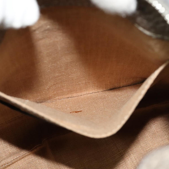 FENDI Celeria Shoulder Bag Leather Gray Silver Auth hk2788