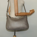 FENDI Celeria Shoulder Bag Leather Gray Silver Auth hk2788-21