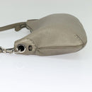 FENDI Celeria Shoulder Bag Leather Gray Silver Auth hk2788-4