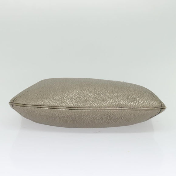 FENDI Celeria Shoulder Bag Leather Gray Silver Auth hk2788