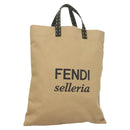 FENDI Celeria Hand Bag Canvas Beige Auth hk2789-1