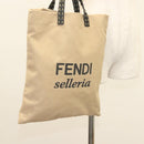FENDI Celeria Hand Bag Canvas Beige Auth hk2789-19