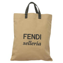 FENDI Celeria Hand Bag Canvas Beige Auth hk2789-2