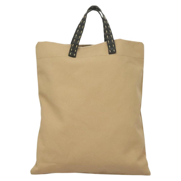 FENDI Celeria Hand Bag Canvas Beige Auth hk2789