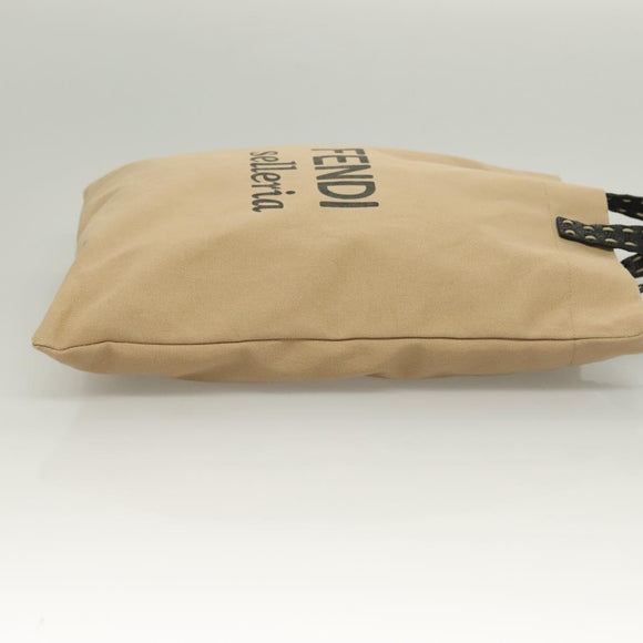 FENDI Celeria Hand Bag Canvas Beige Auth hk2789
