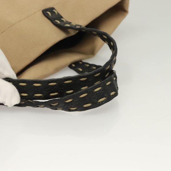 FENDI Celeria Hand Bag Canvas Beige Auth hk2789