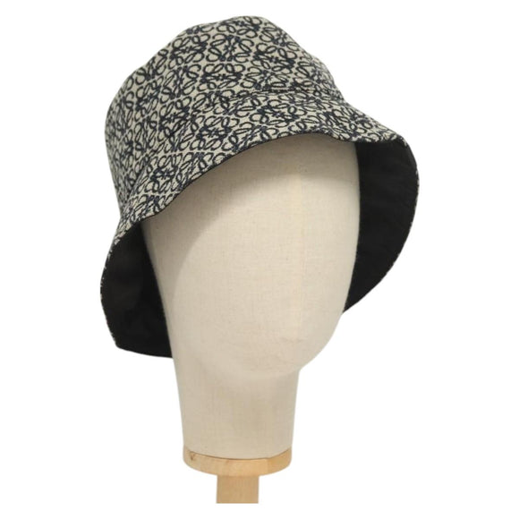 LOEWE Anagram Reversible Bucket Hat Canvas Navy Auth hk2801