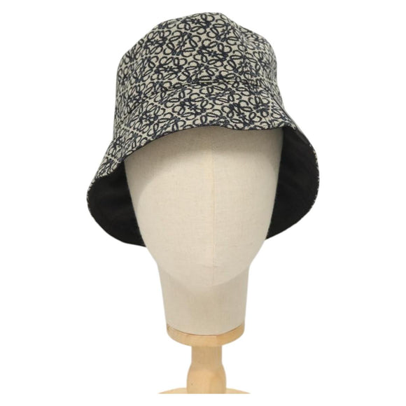 LOEWE Anagram Reversible Bucket Hat Canvas Navy Auth hk2801