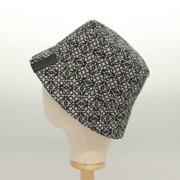 LOEWE Anagram Reversible Bucket Hat Canvas Navy Auth hk2801
