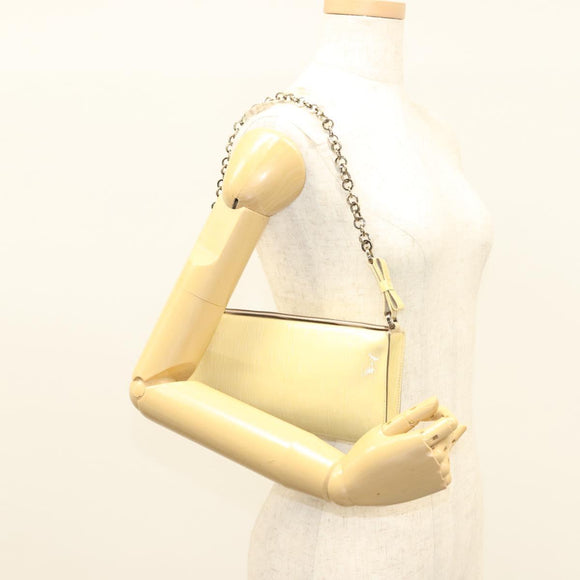 Salvatore Ferragamo Vala Chain Shoulder Bag Enamel Yellow Auth hk2804