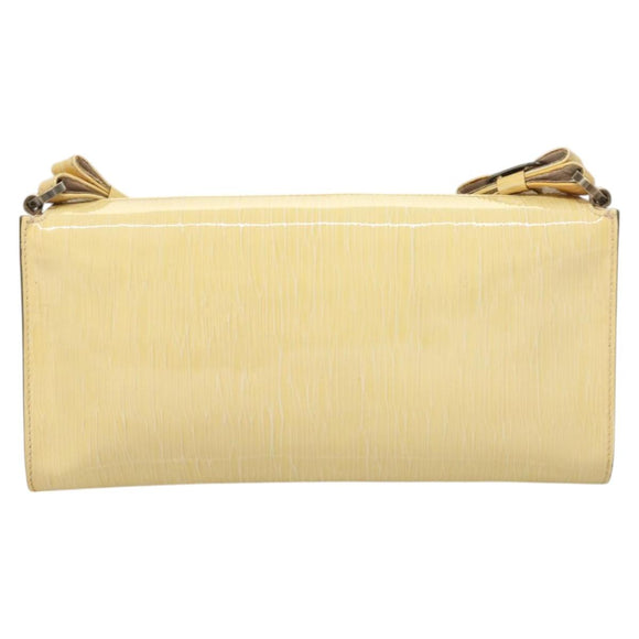 Salvatore Ferragamo Vala Chain Shoulder Bag Enamel Yellow Auth hk2804