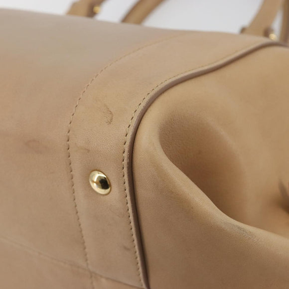 Salvatore Ferragamo Gancini Handtasche Leder Beige Gold Auth hk2805