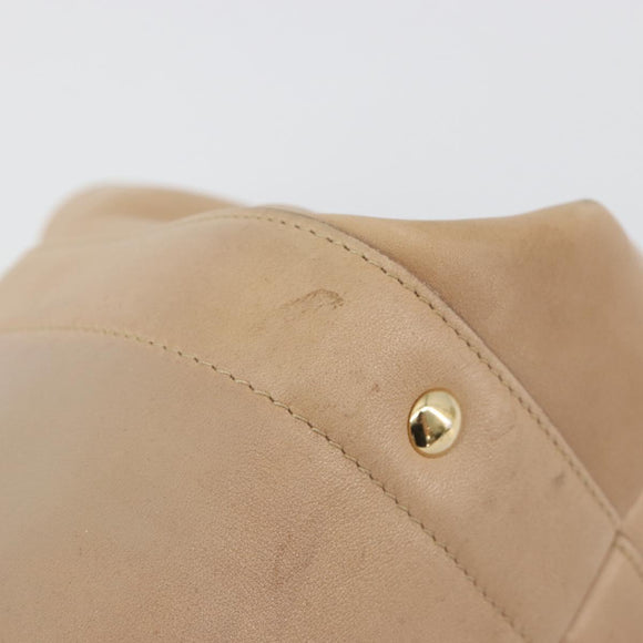 Salvatore Ferragamo Gancini Handtasche Leder Beige Gold Auth hk2805