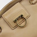 Salvatore Ferragamo Gancini Handtasche Leder Beige Gold Auth hk2805-10