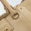 Salvatore Ferragamo Gancini Handtasche Leder Beige Gold Auth hk2805-19