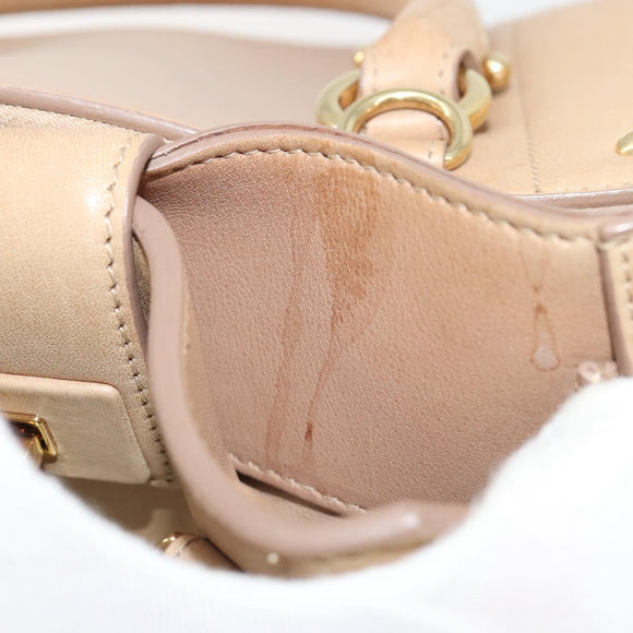 Salvatore Ferragamo Gancini Handtasche Leder Beige Gold Auth hk2805