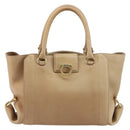 Salvatore Ferragamo Gancini Handtasche Leder Beige Gold Auth hk2805-13