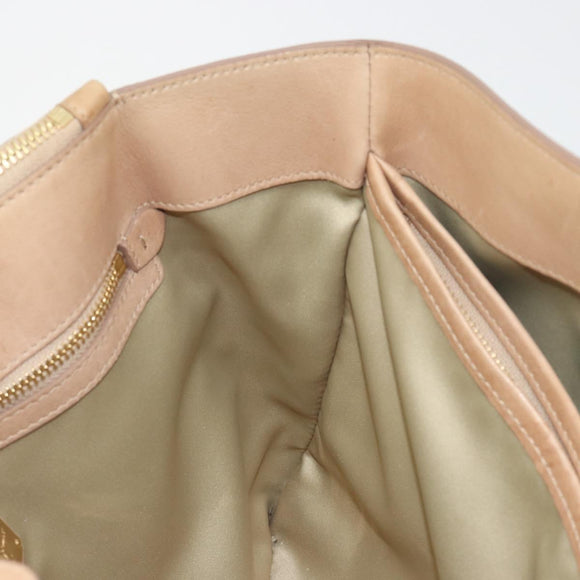 Salvatore Ferragamo Gancini Handtasche Leder Beige Gold Auth hk2805